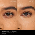 Before and after results of using Nars Light Reflecting Eye Brightener variant: Impossible Dream