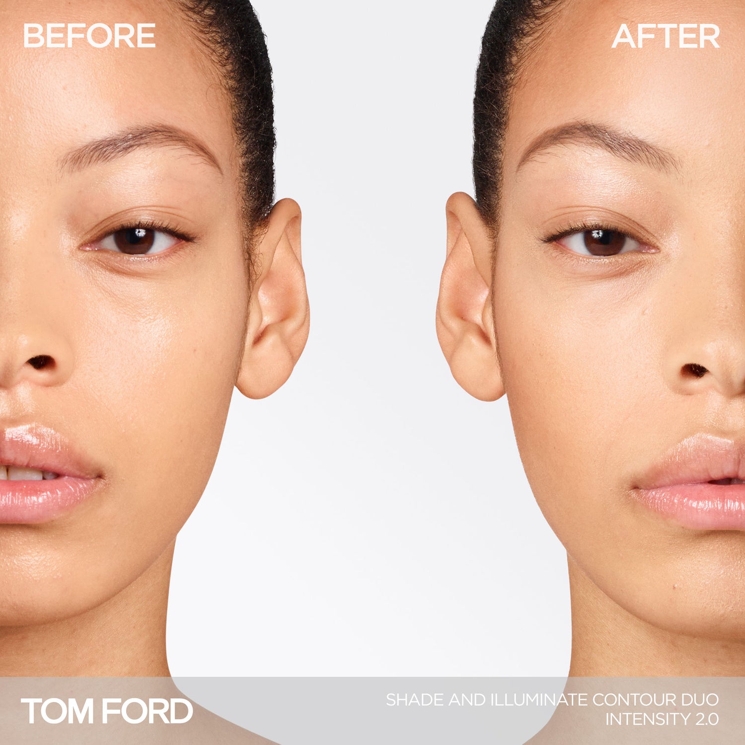 Before and after results of using Tom Ford Shade and Illuminate Contour Duo variant: Intensity 2.0
