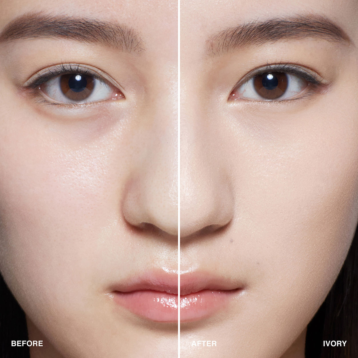 Before and after results of using Bobbi Brown Intensive Serum Foundation SPF 40/30 variant: Ivory