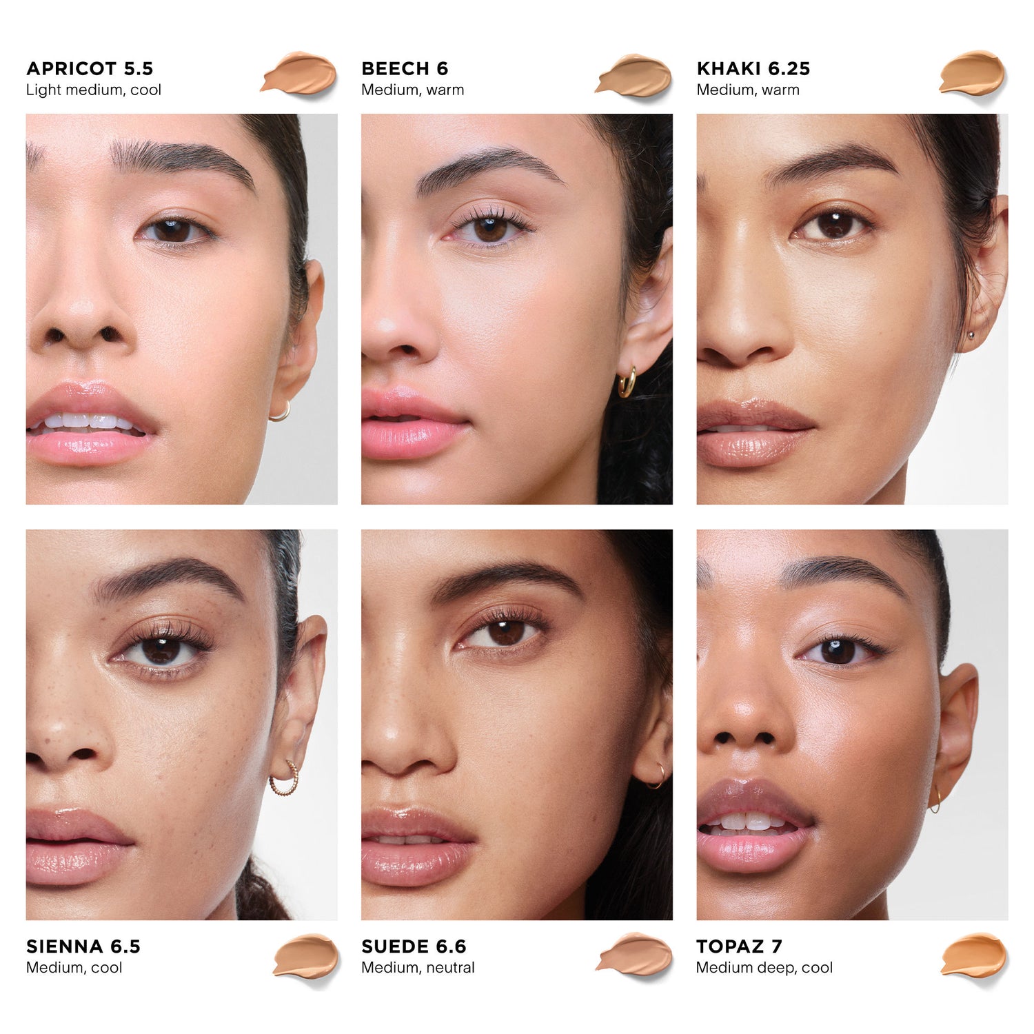 A shade comparison of Hourglass Vanish Airbrush Concealer Travel variant: Khaki 6.25