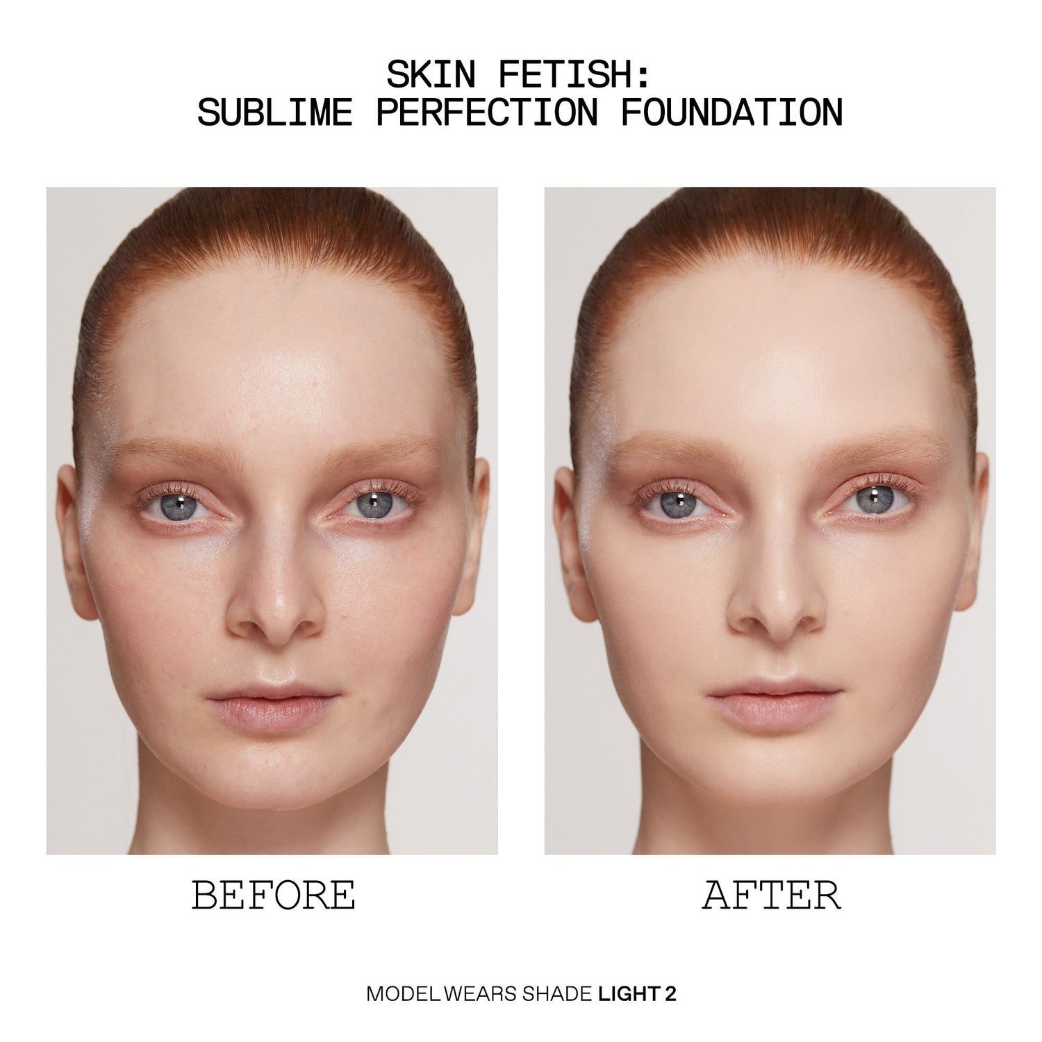 Before and after results of using Pat McGrath Labs Skin Fetish Sublime Perfection Foundation variant: L2
