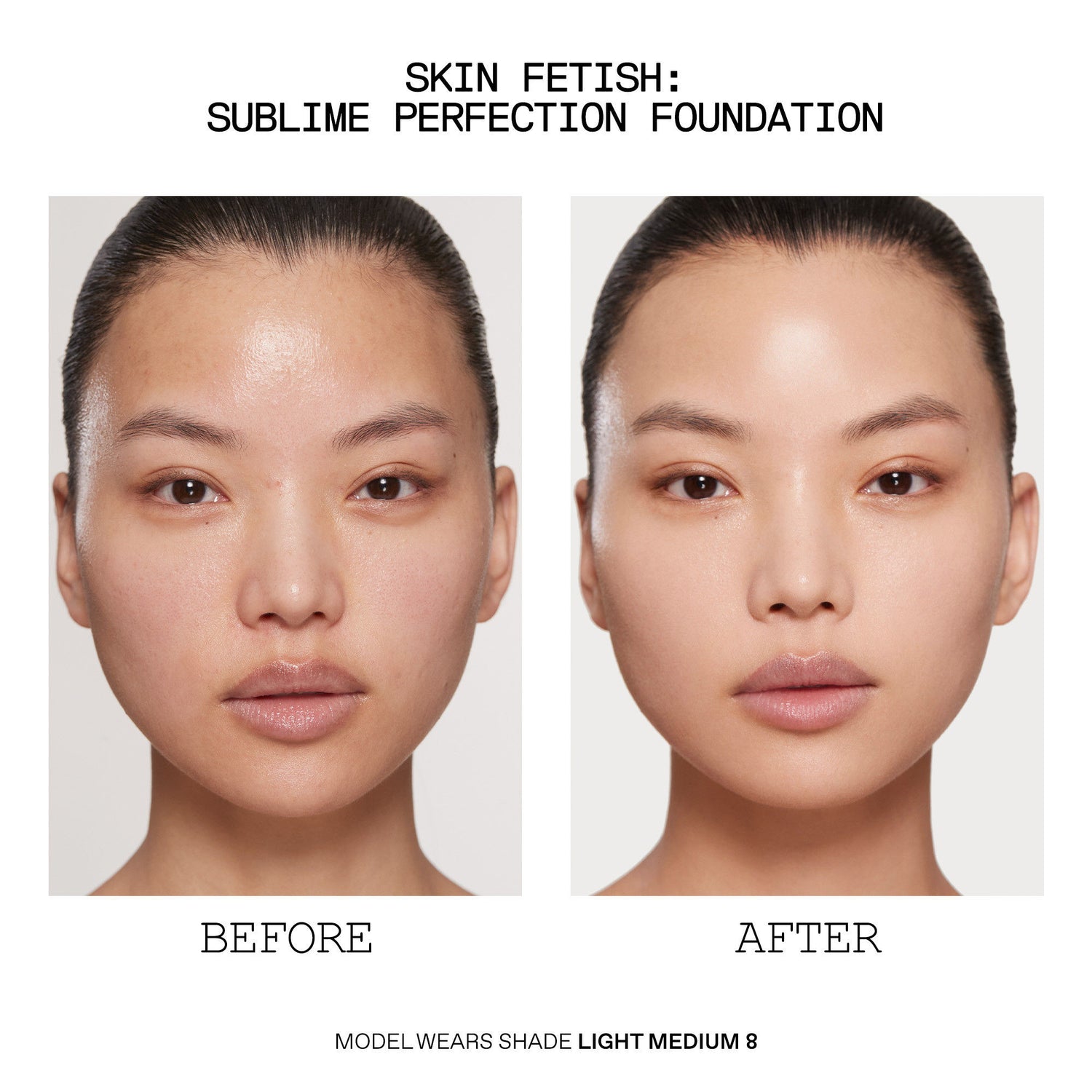 Before and after results of using Pat McGrath Labs Skin Fetish Sublime Perfection Foundation variant: LM8