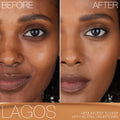 Before and after results of using Nars Light Reflecting Foundation variant: Lagos MD3.5