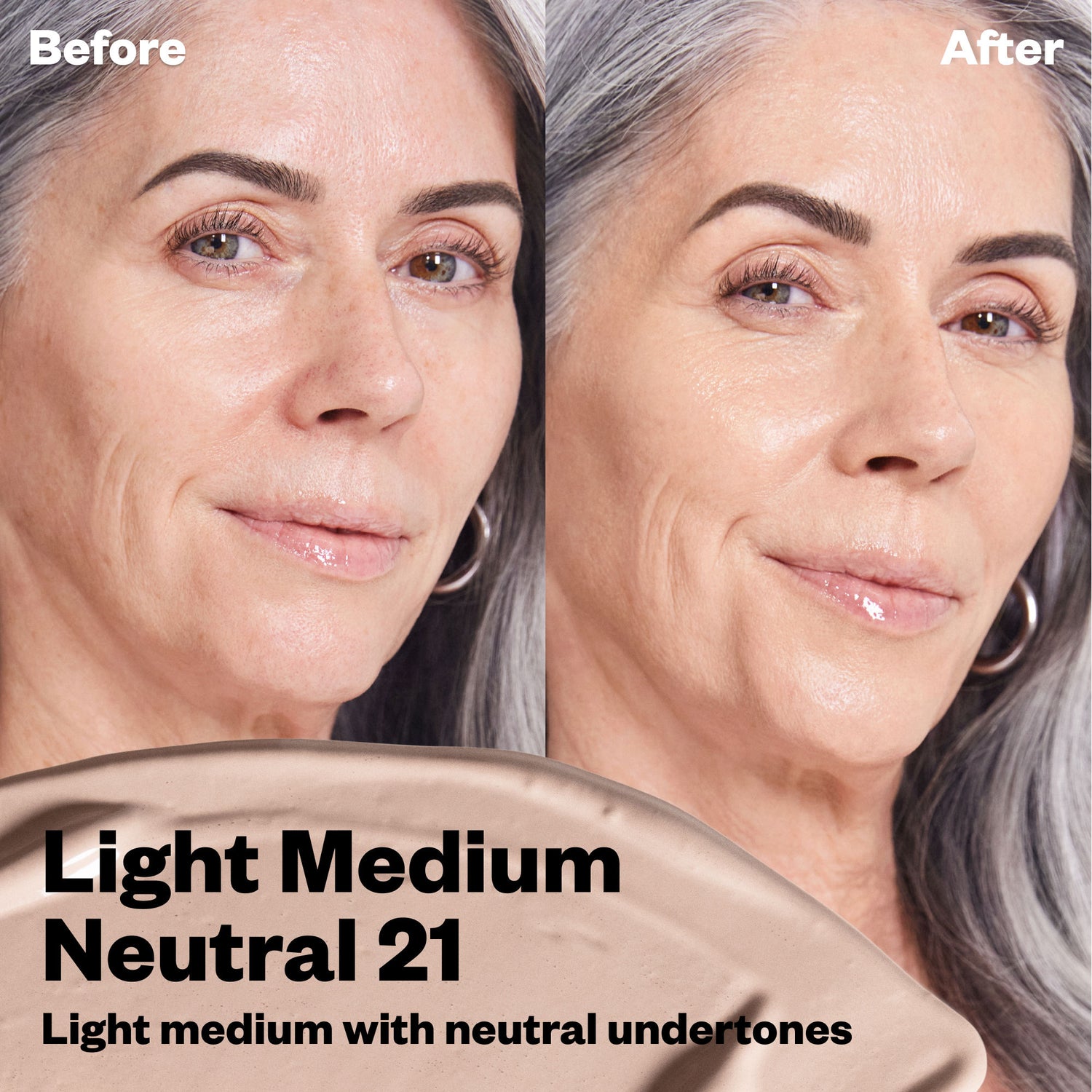 Before and after results of using   variant: Light Medium Neutral 21