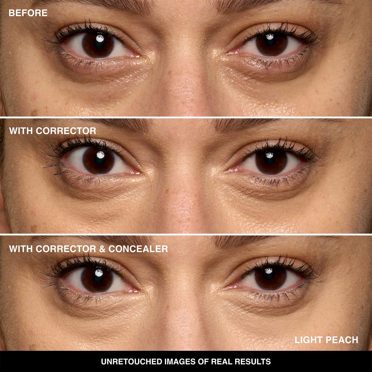 Before and after results of using Bobbi Brown Under Eye Corrector variant: Light Peach