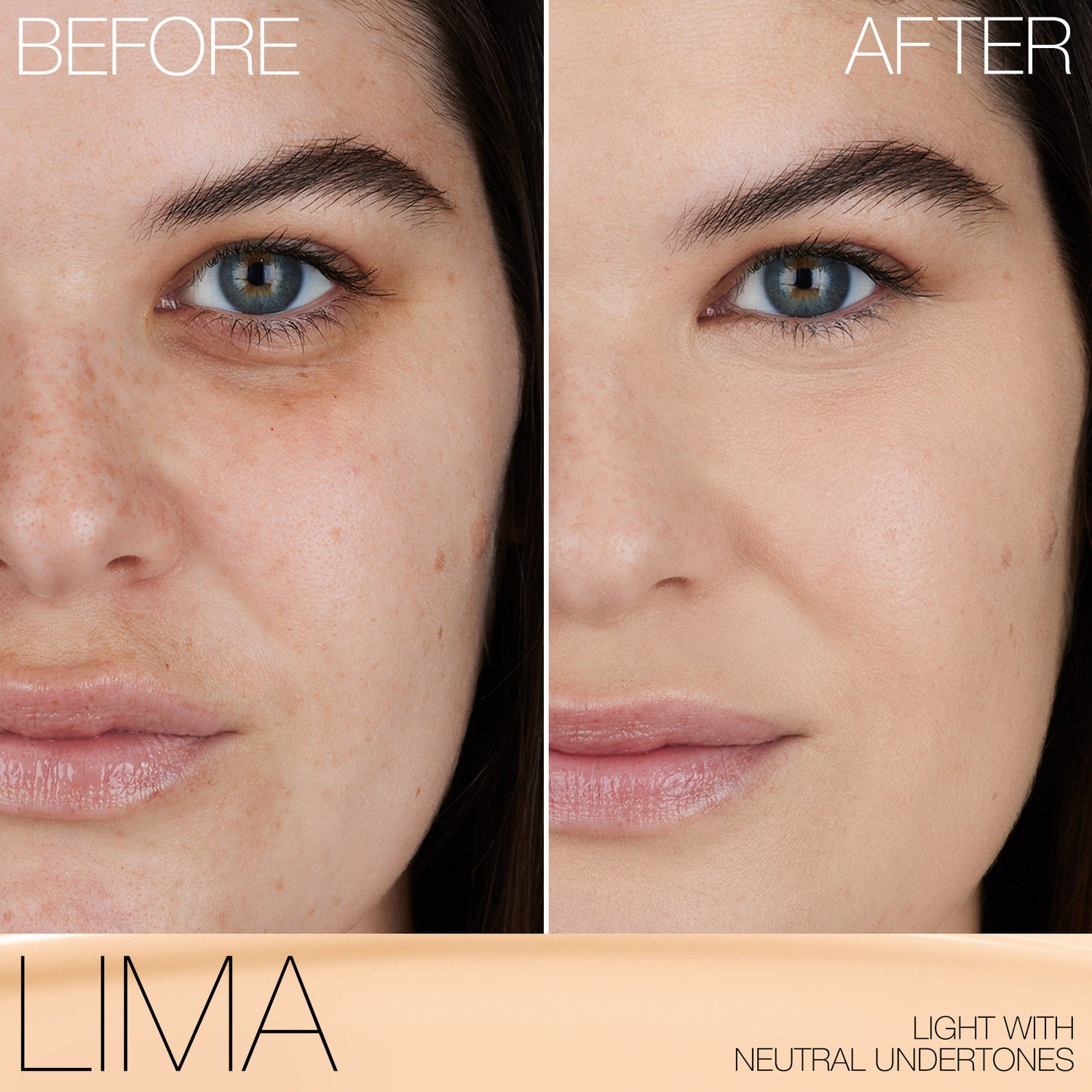 Before and after results of using Nars Light Reflecting Foundation variant: Lima L3.25