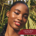 Model image of Supergoop! Lipshade 100% Mineral Lip Color SPF 30 variant: Love you More (Raisin Plum)