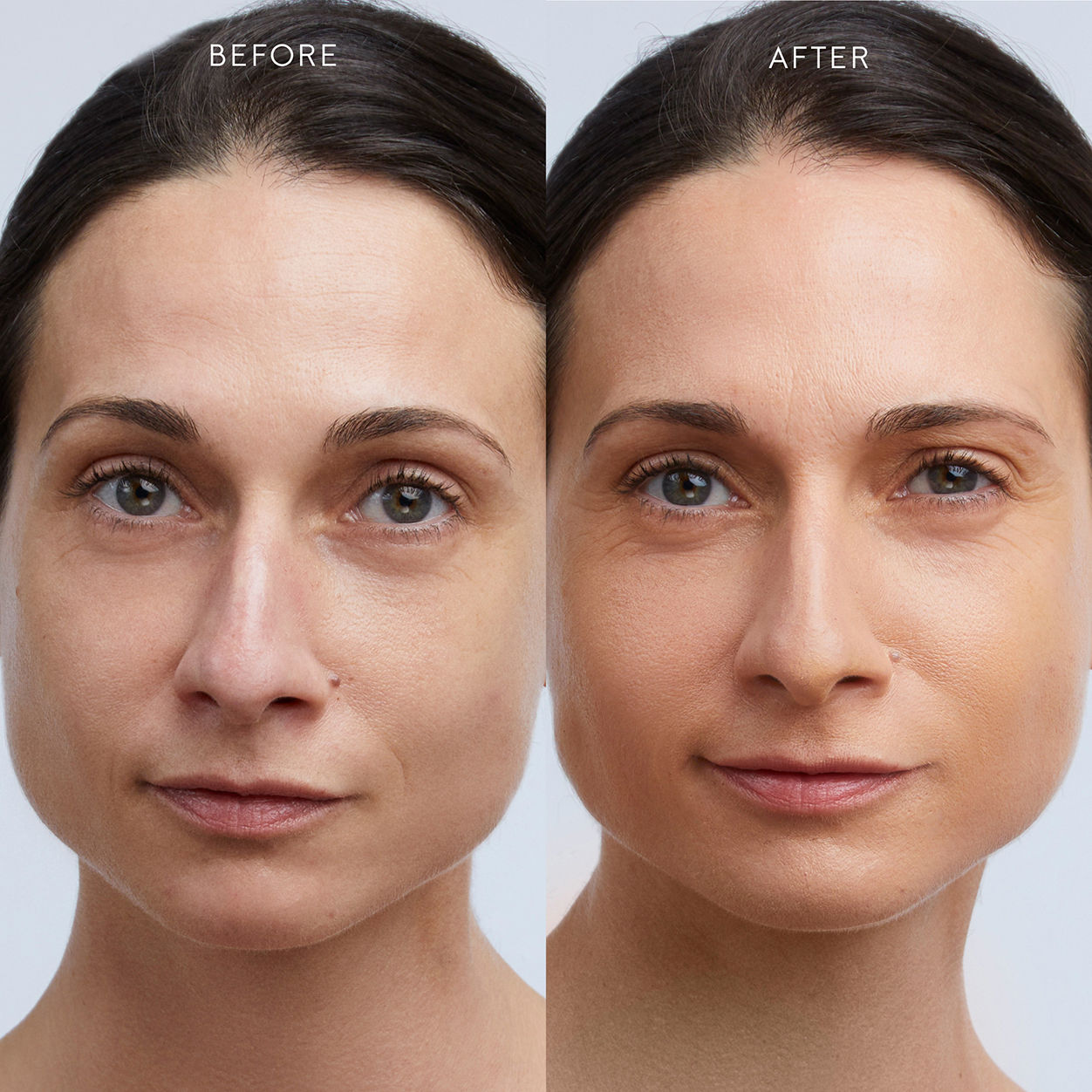 Before and after results of using Kjaer Weis The Beautiful Tint variant: M2
