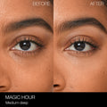 Before and after results of using Nars Light Reflecting Eye Brightener variant: Magic Hour