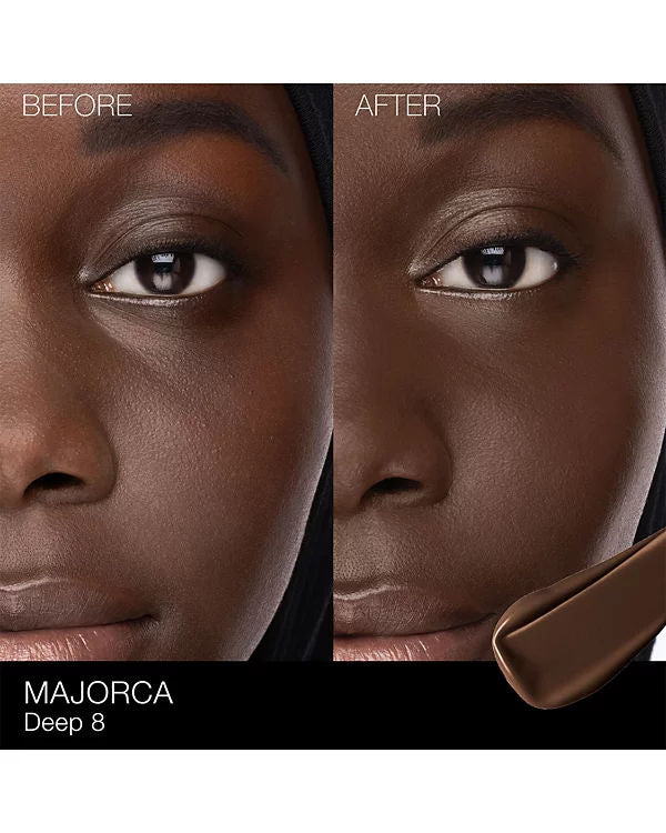 Before and after results of using Nars Natural Radiant Longwear Foundation variant: Majorca
