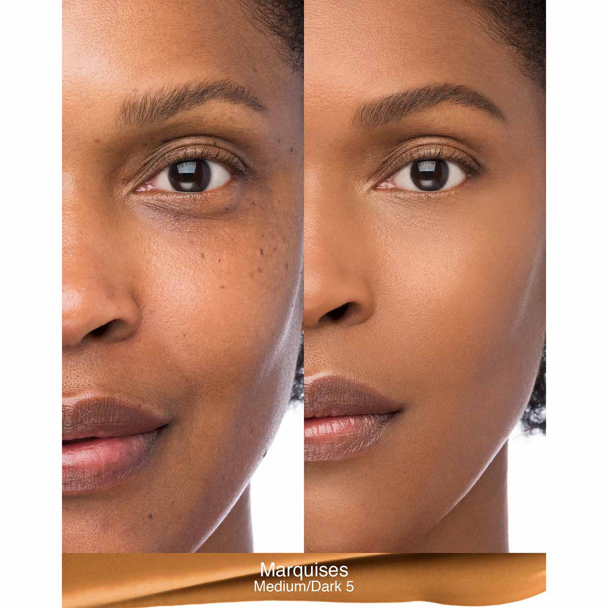 Before and after results of using Nars Natural Radiant Longwear Foundation variant: Marquises MD5