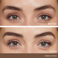 Before and after results of using Jane Iredale PureBrow Brow Powder variant: Medium Brown