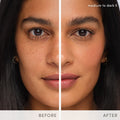 Before and after results of using Jane Iredale HydroPure Tinted Serum variant: Medium to Dark 5