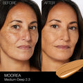Before and after results of using Nars Light Reflecting Foundation variant: Moorea MD2.3