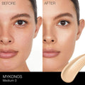 Before and after results of using Nars Pure Radiant Tinted Moisturizer Broad Spectrum SPF 30 variant: Mykonos M0
