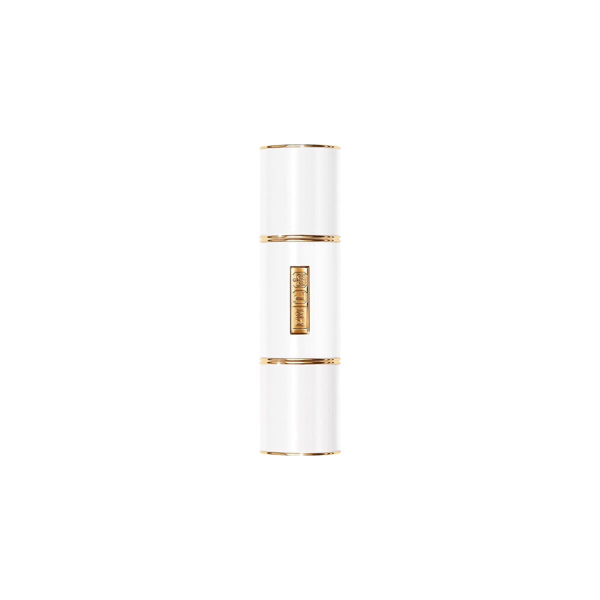 Pat McGrath Labs Skin Fetish Highlighter and Balm Duo, a white dual-ended cosmetic stick with gold trim and a central gold emblem.