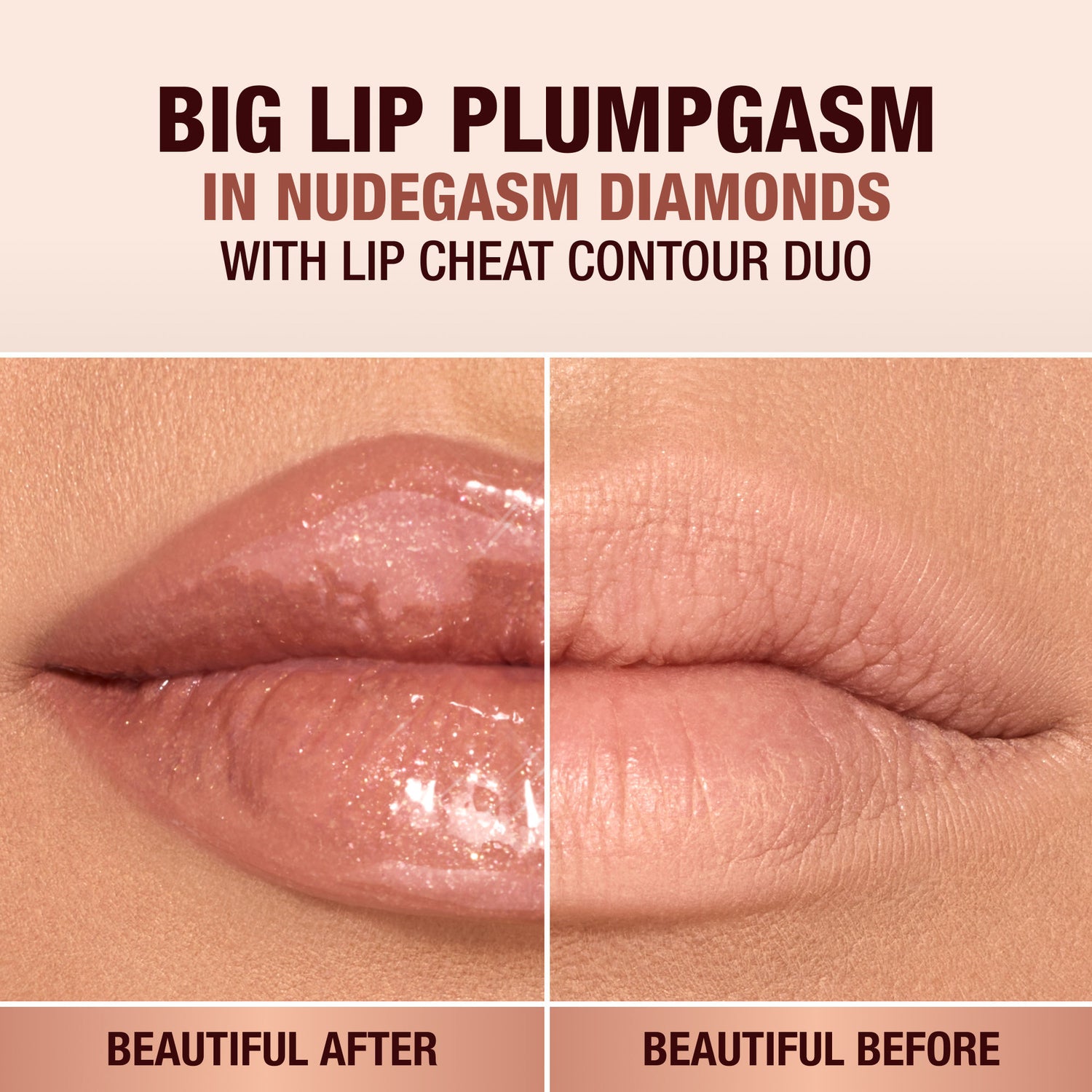 Model image of Charlotte Tilbury Pillow Talk Big Lip Plumpgasm variant: Nudegasm Diamonds
