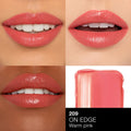 A shade comparison of Nars Afterglow Sensual Shine Lipstick variant: On Edge