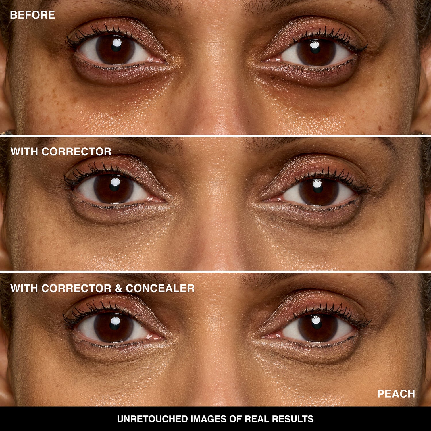 Before and after results of using Bobbi Brown Under Eye Corrector variant: Peach