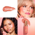 Model image of Charlotte Tilbury Unreal Lip + Cheek Glow Blush Stick with Hyaluronic Acid variant: Peachy Glow