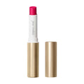 An open tube of Jane Iredale ColorLuxe Hydrating Cream Lipstick with a bold-colored, satin finish, shown next to its gold cap.