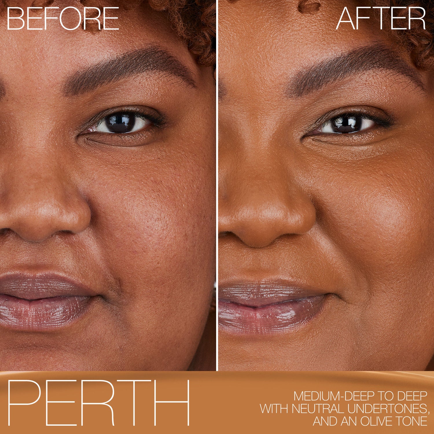 Before and after results of using Nars Light Reflecting Foundation variant: Perth M5.25