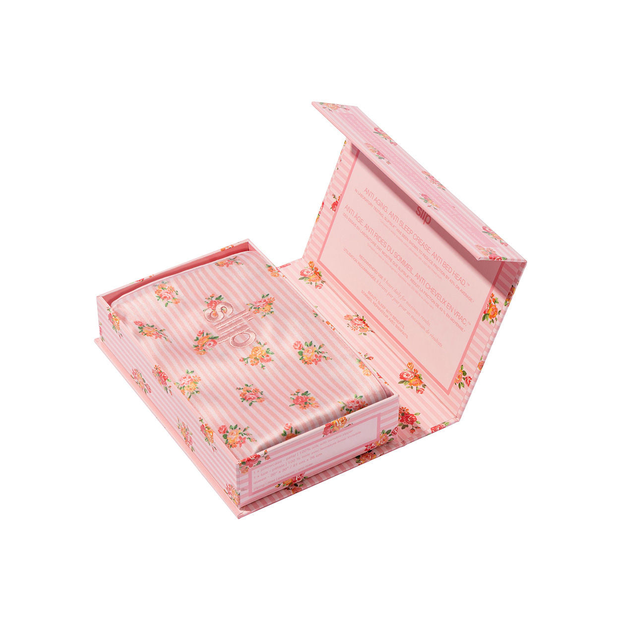 Image of an open Slip Pure Silk Queen Pillowcase variant: Petal