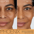 Before and after results of using Nars Light Reflecting Foundation variant: Phoenix MD1.5