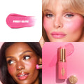 Model image of Charlotte Tilbury Unreal Lip + Cheek Glow Blush Stick with Hyaluronic Acid variant: Pinky Glow