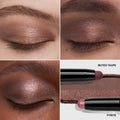 Model image of Bobbi Brown Dual-Ended Long-Wear Waterproof Cream Eyeshadow Stick variant: Pyrite / Muted Taupe