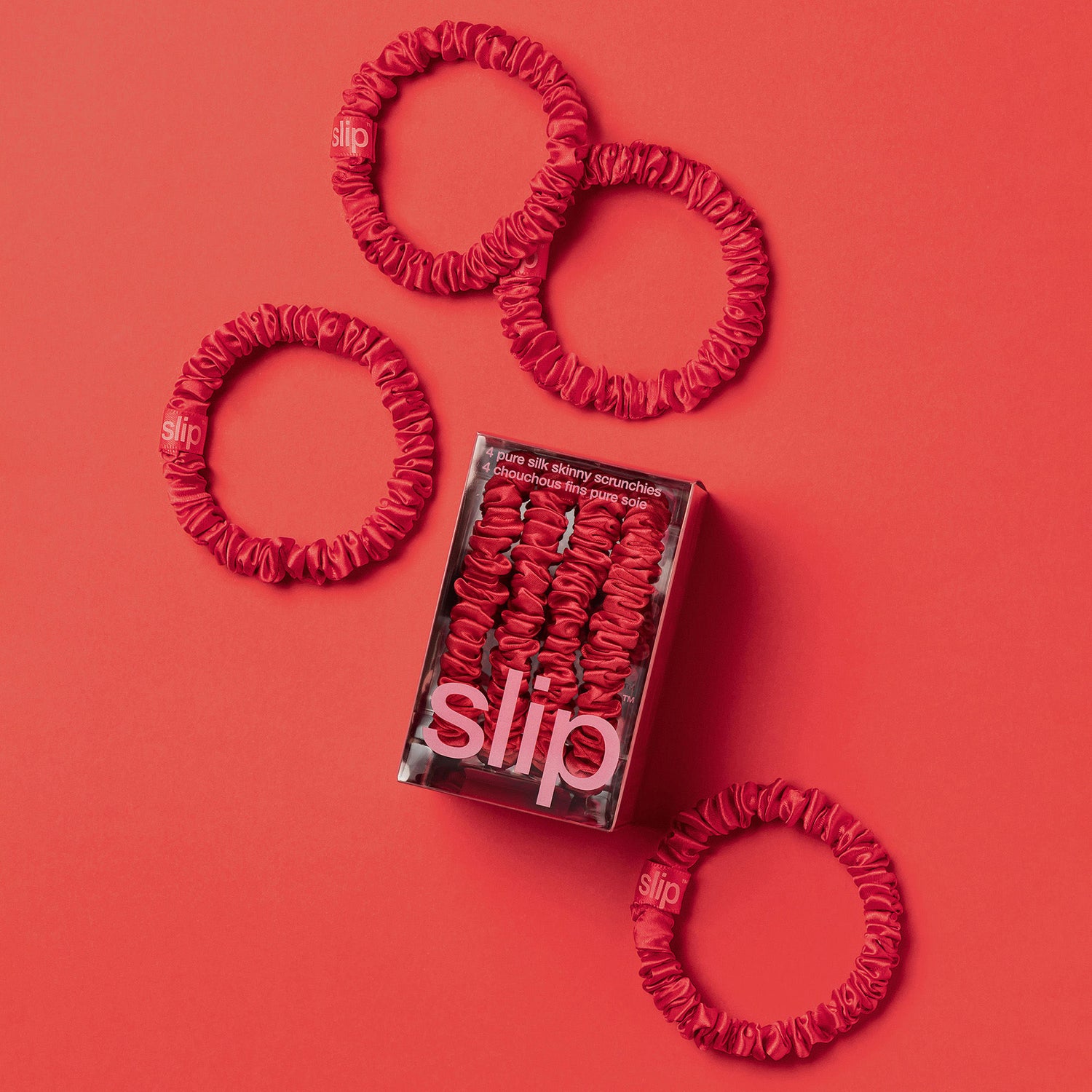 Top-view image of Slip Skinny Scrunchies variant: Red