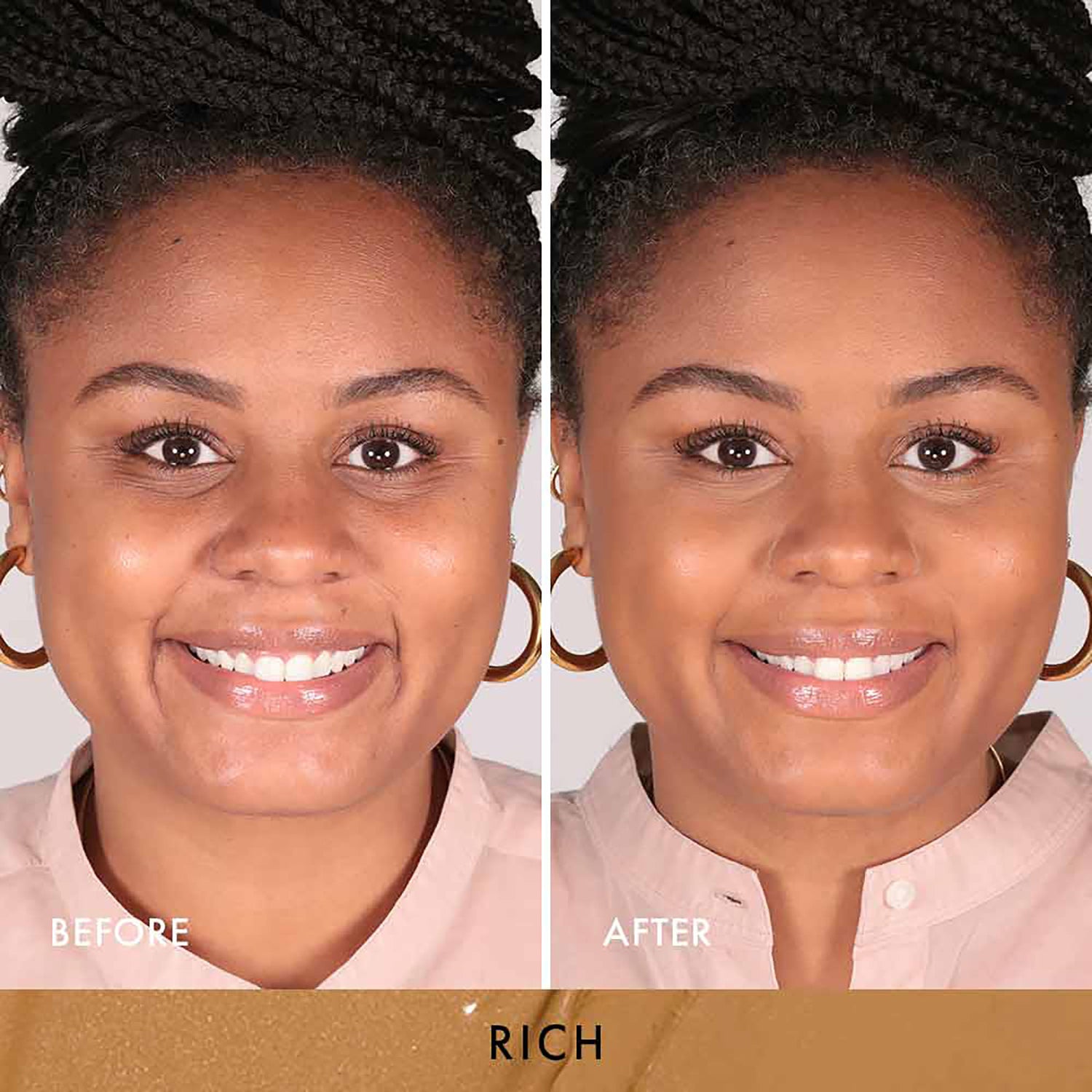 Before and after results of using   variant: Rich