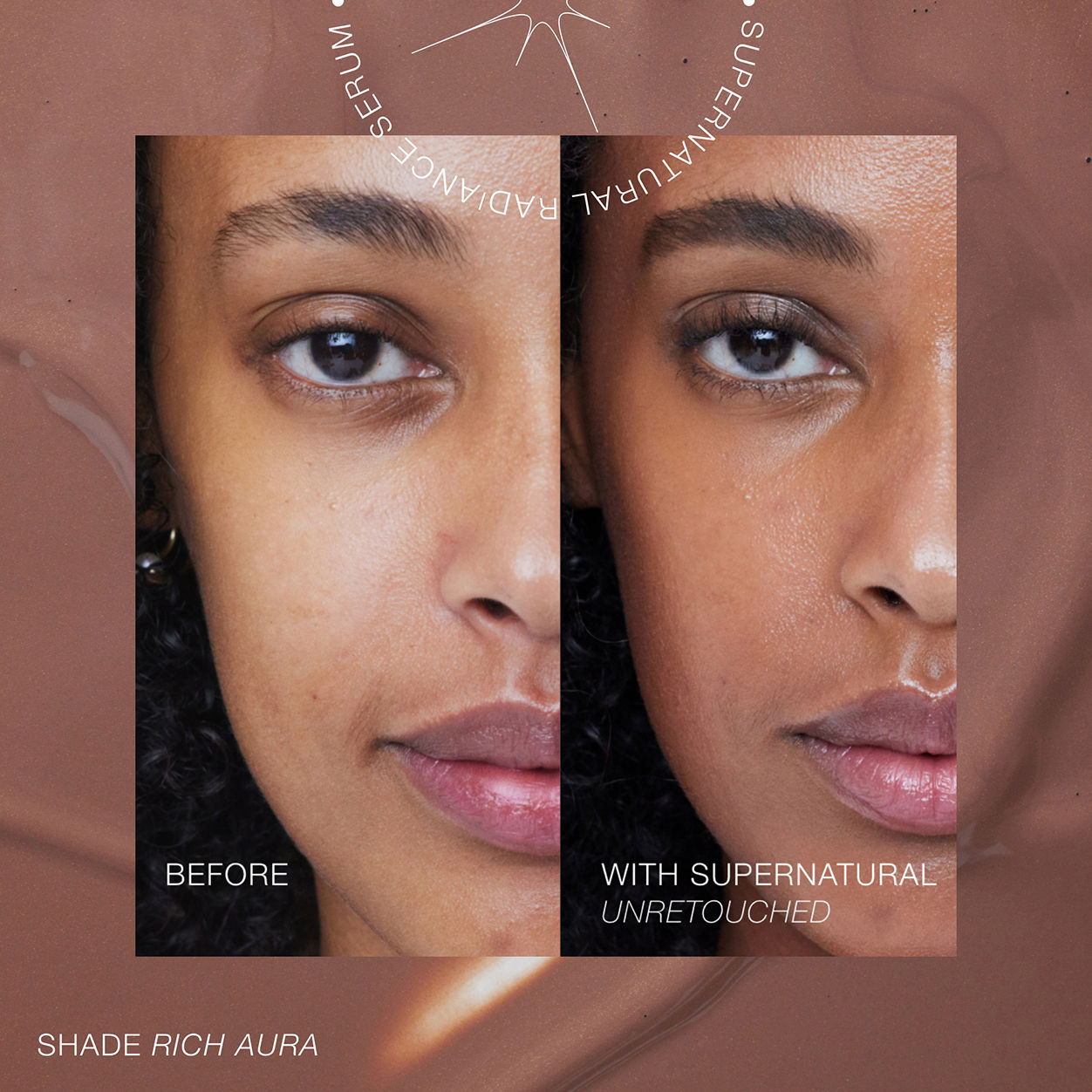 Before and after results of using RMS Beauty SuperNatural Radiance Serum Broad Spectrum SPF 30 variant: Rich Aura