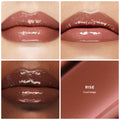A shade comparison of Hourglass Phantom Volumizing Glossy Balm variant: Rise