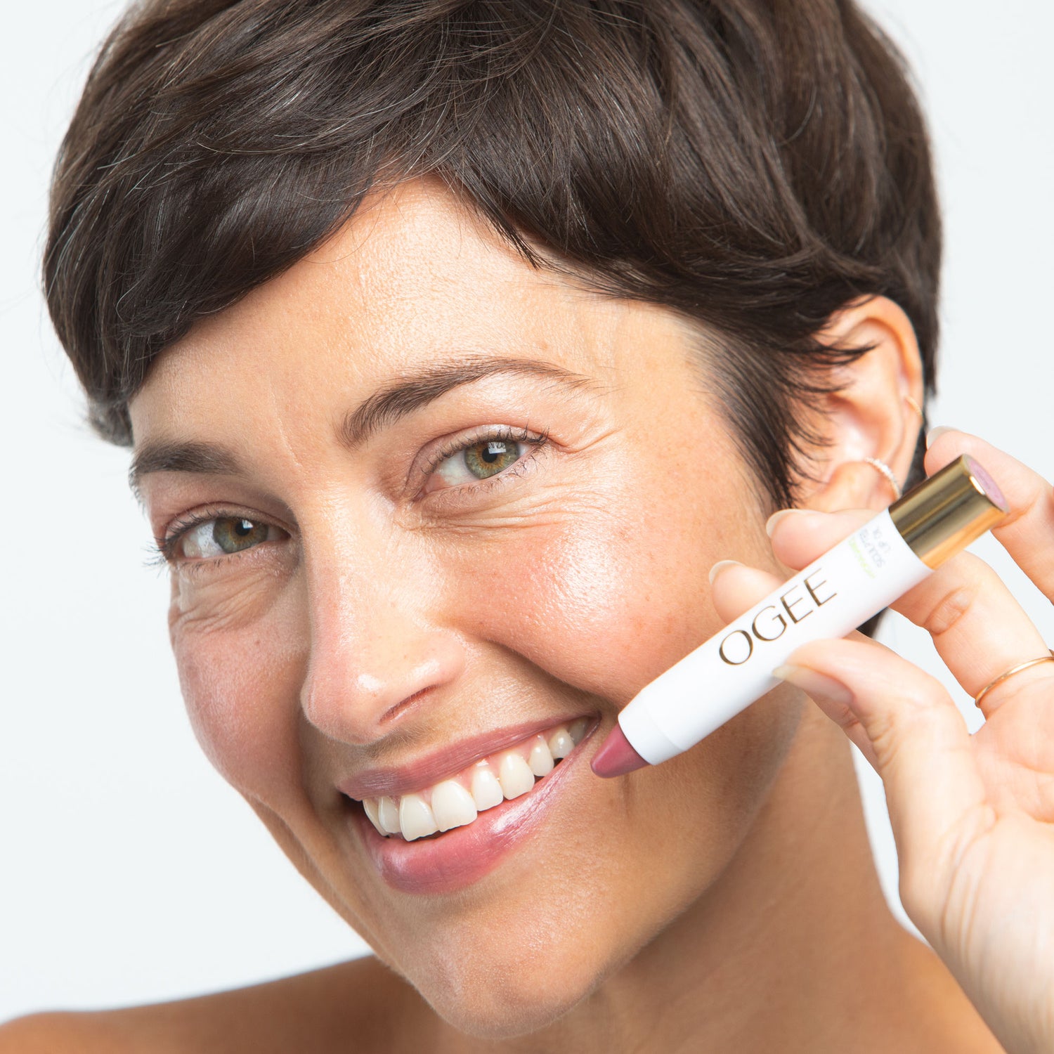 Model image of Ogee Tinted Sculpted Lip Oil variant: Rosalia