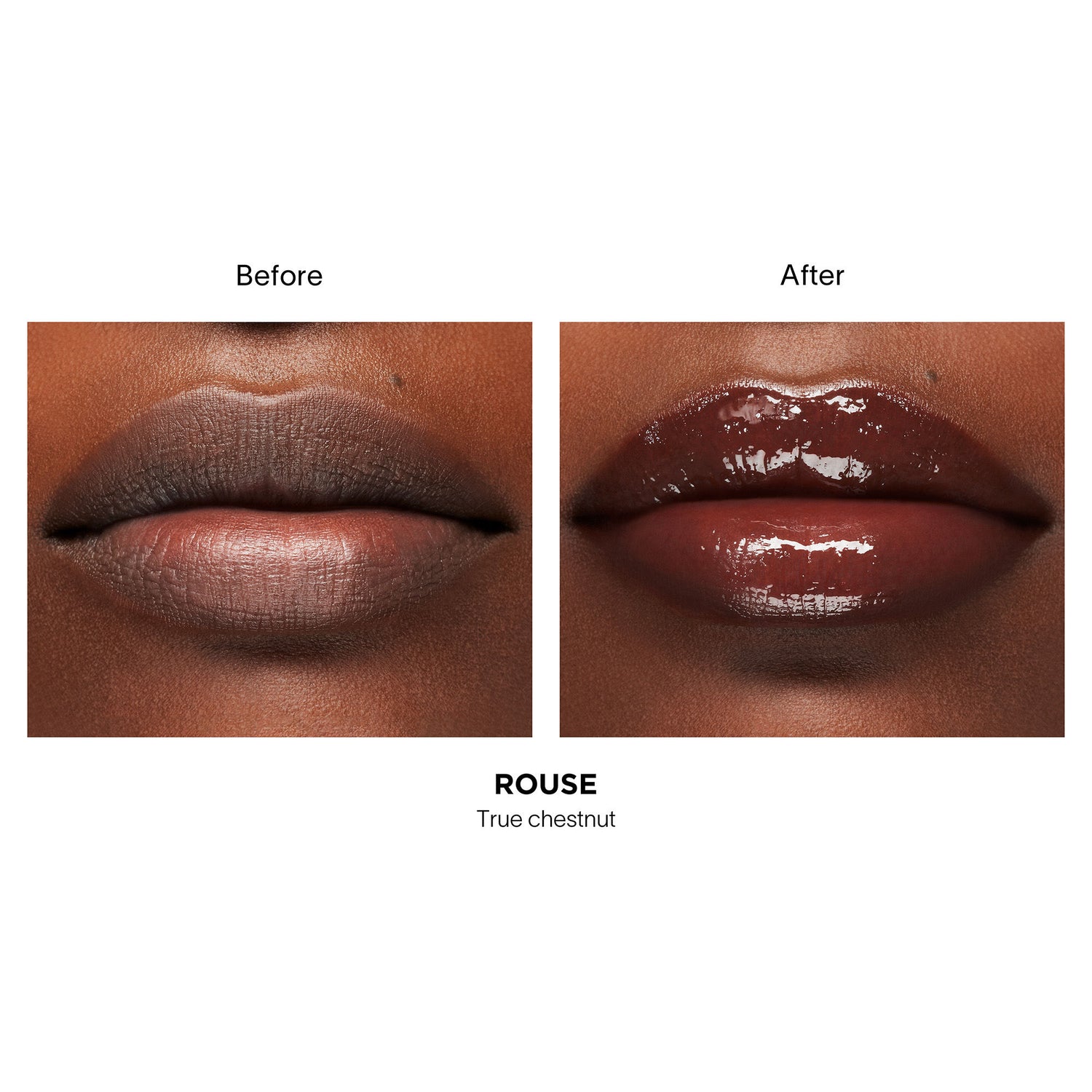 Before and after results of using Hourglass Phantom Volumizing Glossy Balm variant: Rouse 180