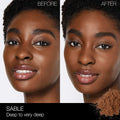 Before and after results of using Nars Light Reflecting Loose Setting Powder variant: Sable