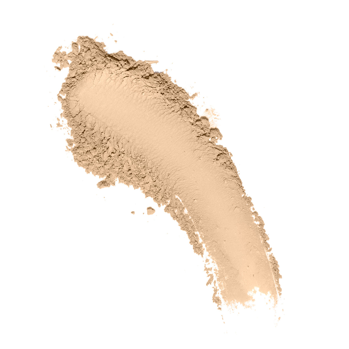 A swatch of beige Ogee Sculpted Skin-Perfecting Powder showing both loose, textured grains and a smooth, buildable powder application with a blurring finish.