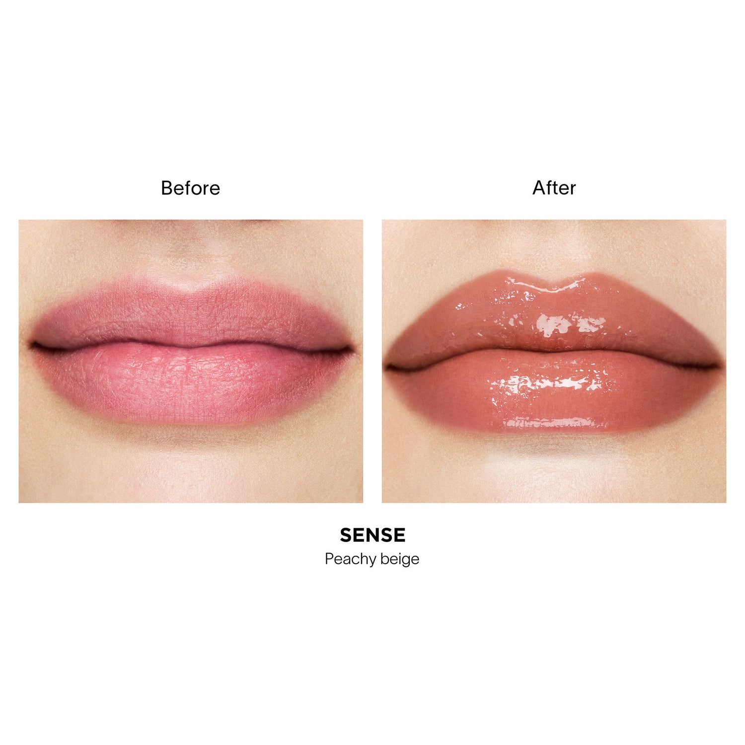 Before and after results of using Hourglass Phantom Volumizing Glossy Balm variant: Sense