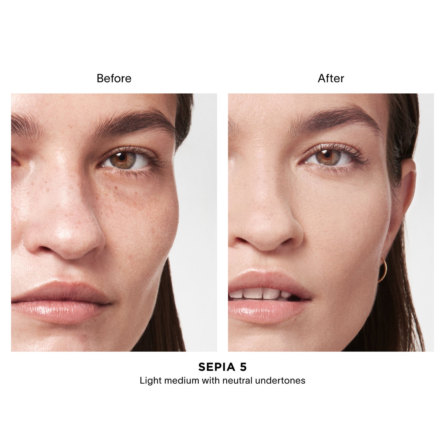 Before and after results of using Hourglass Vanish Airbrush Concealer variant: Sepia 5