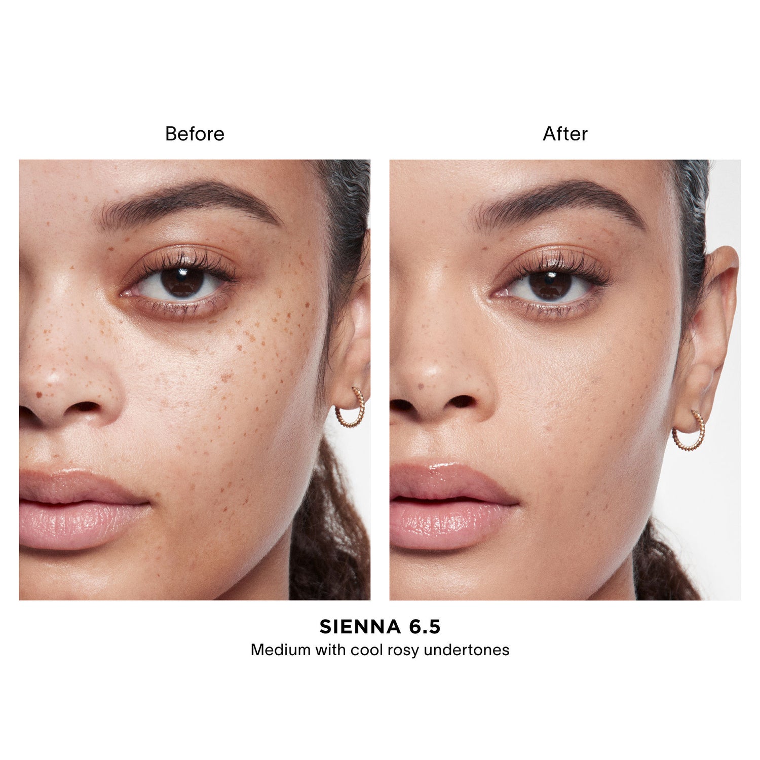 Before and after results of using Hourglass Vanish Airbrush Concealer variant: Sienna 6.5