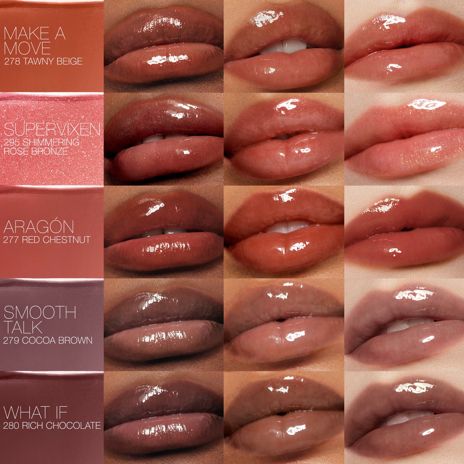 A shade comparison of Nars Afterglow Lip Shine variant: Smooth Talk