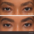 Before and after results of using Jane Iredale PureBrow Brow Gel variant: Soft Black