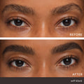 Before and after results of using Jane Iredale PureBrow Shaping Pencil variant: Soft Black