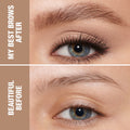 Before and after results of using Charlotte Tilbury Legendary Brows variant: Soft Brown