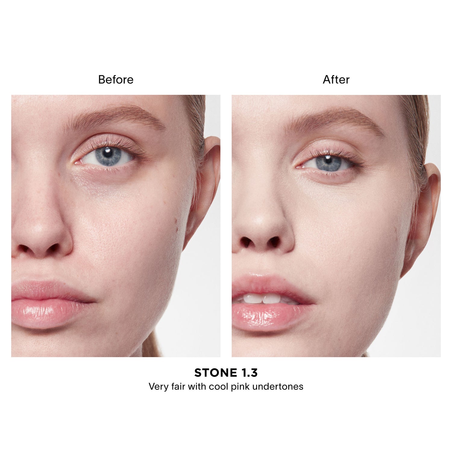 Before and after results of using Hourglass Vanish Airbrush Concealer variant: Stone 1.3