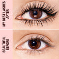 Before and after results of using Charlotte Tilbury Super Black variant: Super Black
