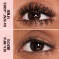 Before and after results of using Charlotte Tilbury Super Black variant: Super Black