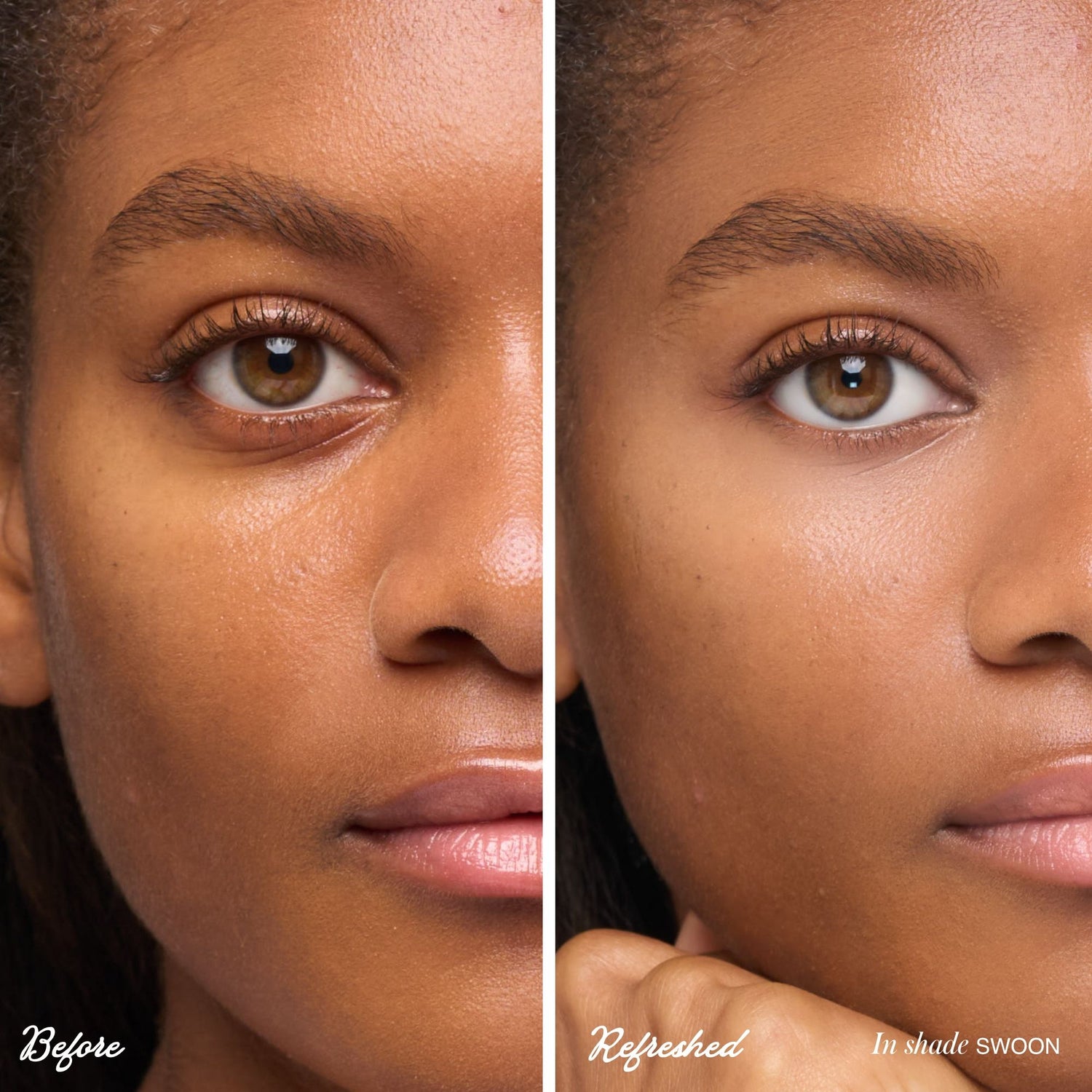 Before and after results of using RMS Beauty ReFresh Eye Brightener Broad Spectrum SPF 30 variant: Swoon