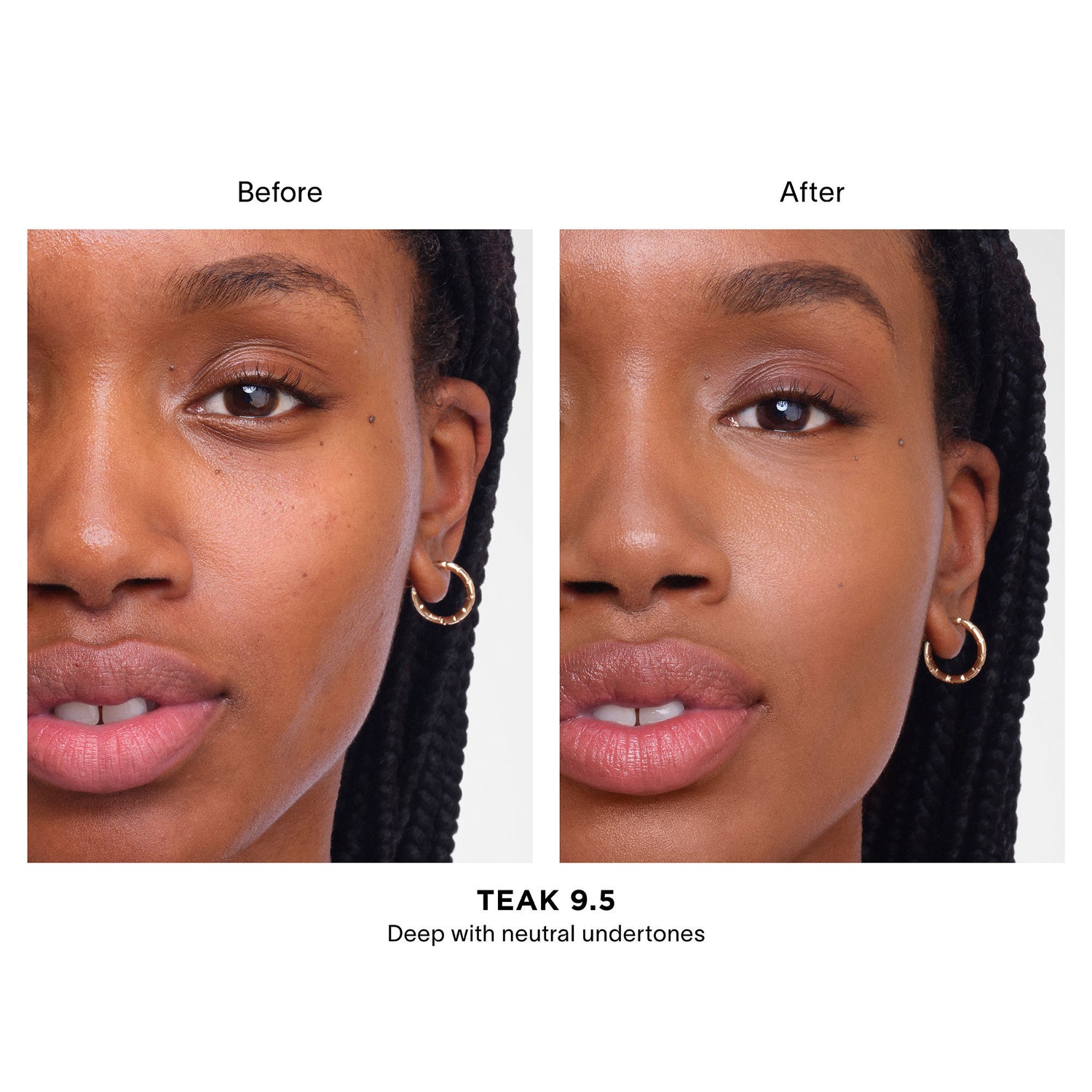 Before and after results of using Hourglass Vanish Airbrush Concealer variant: Teak 9.5